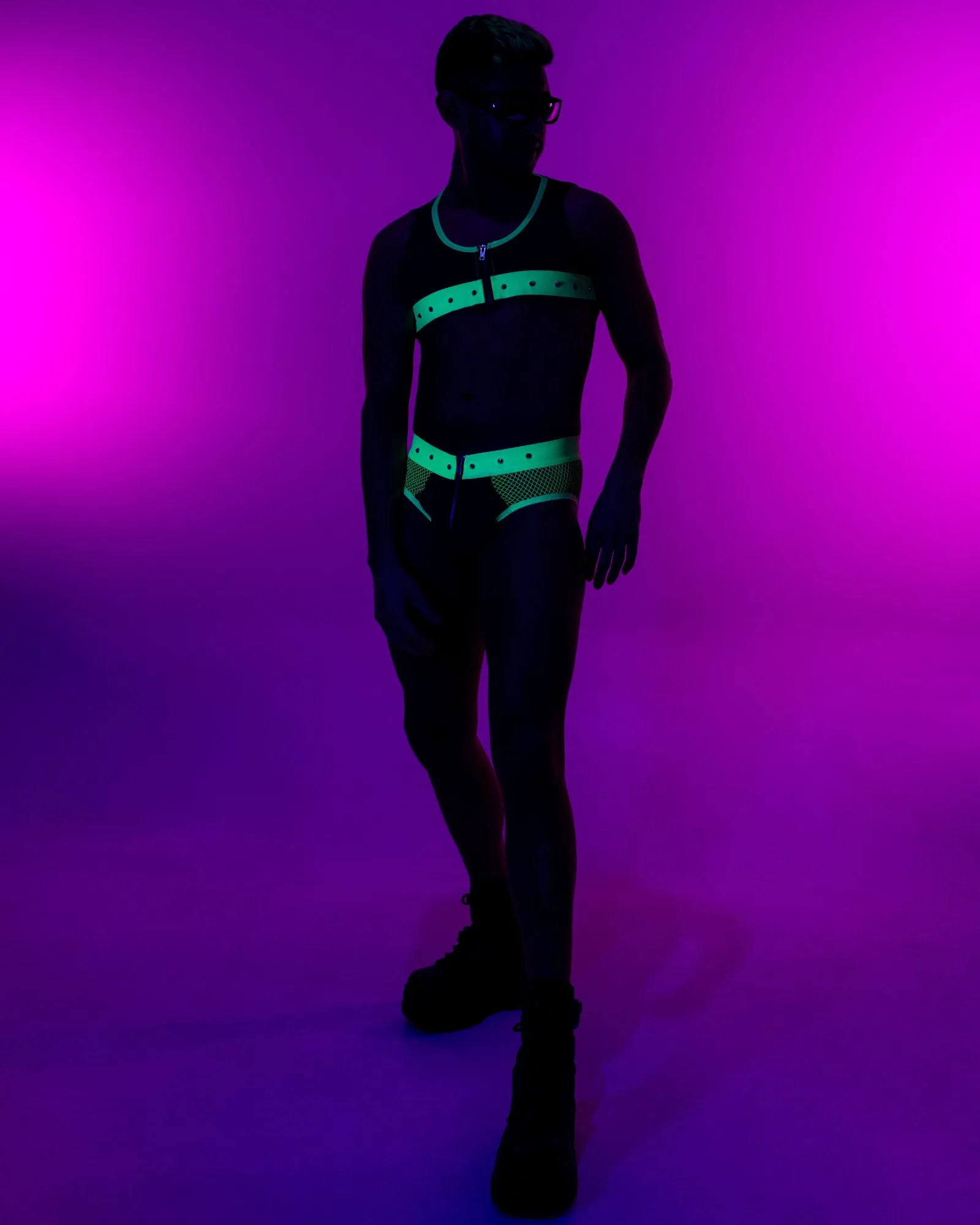 Reflective Lime Harness Crop Top