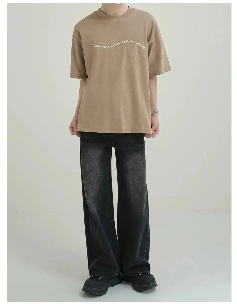 Retro Distressed Khaki T-shirt