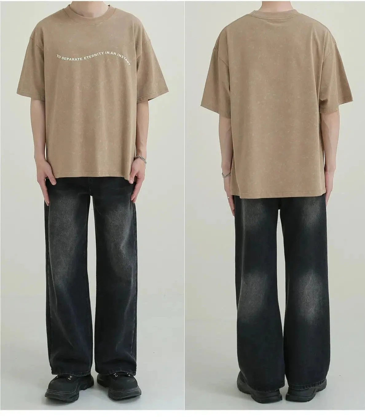 Retro Distressed Khaki T-shirt