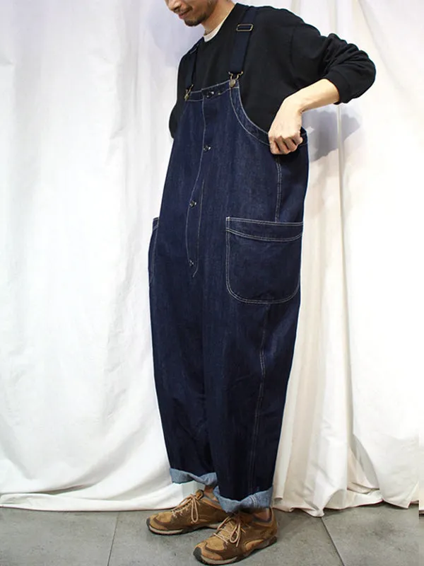 Retro Workwear Loose Suspenders Jumpsuit