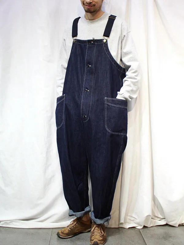 Retro Workwear Loose Suspenders Jumpsuit