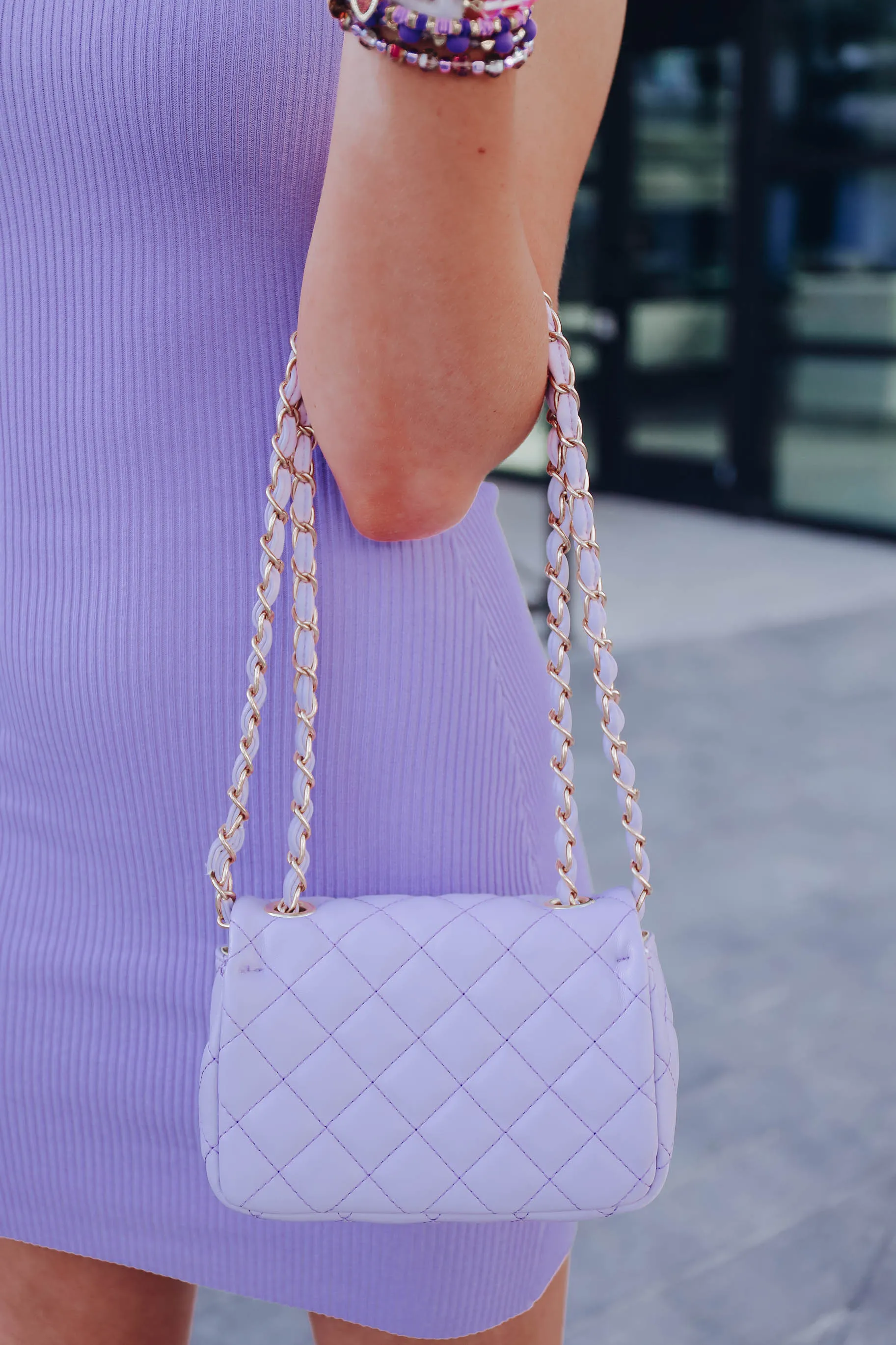 Ritzy Quilted Embellished Purse - Lavender