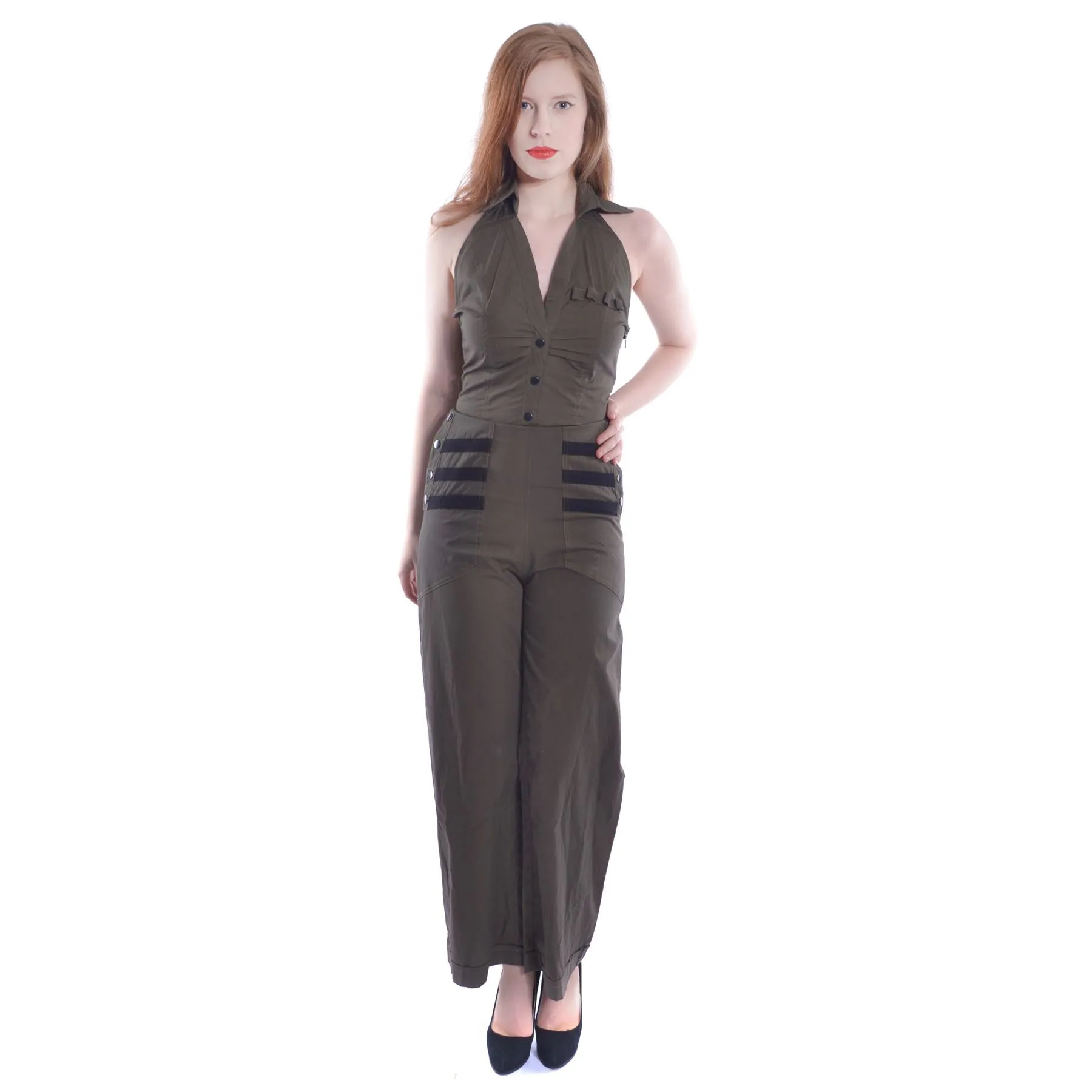 ROCKABELLA VICTORIA JUMPSUIT - KHAKI