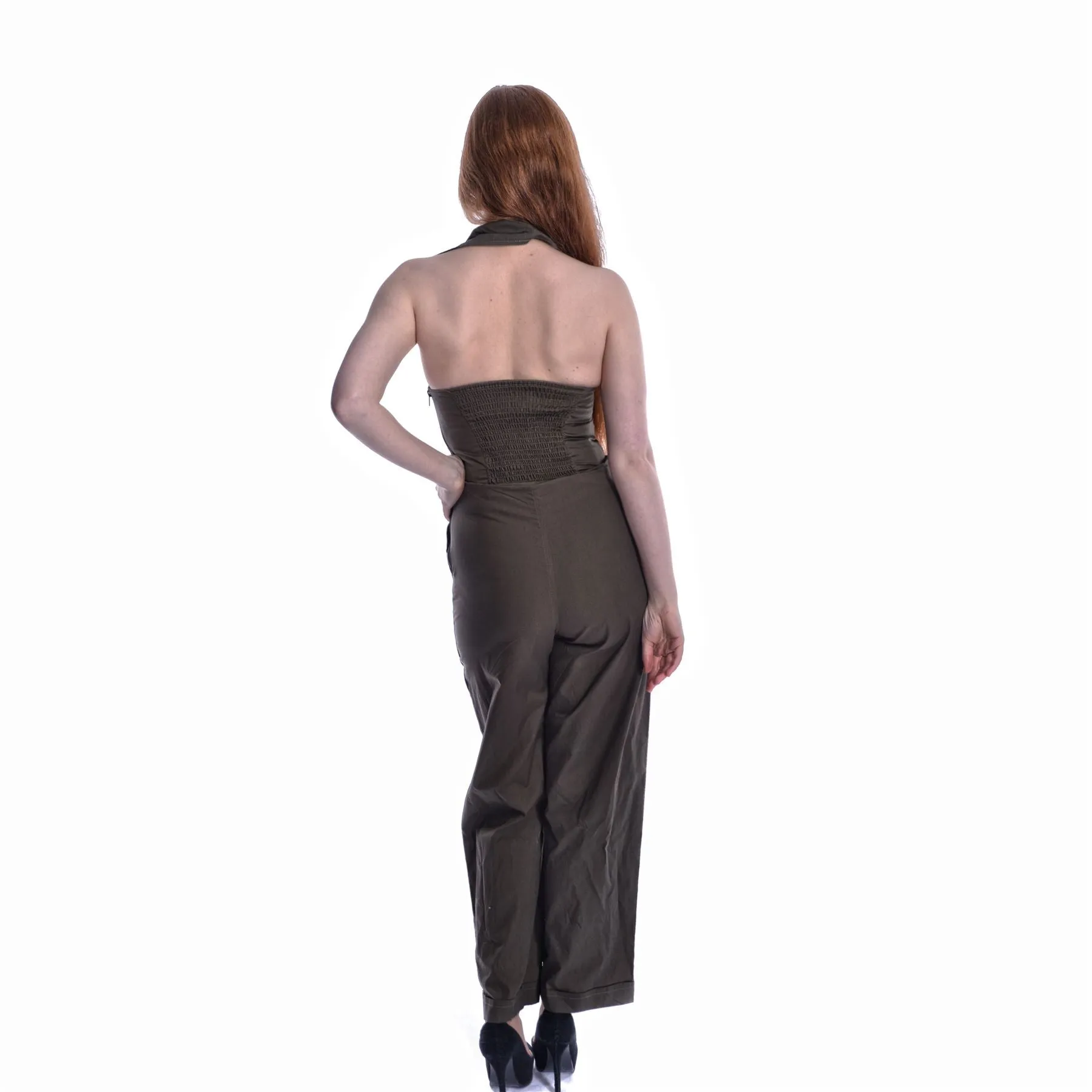 ROCKABELLA VICTORIA JUMPSUIT - KHAKI