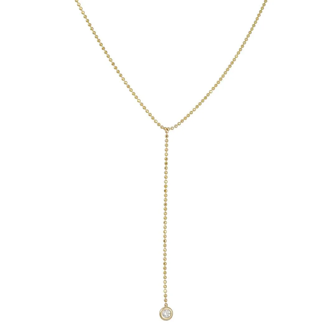 SALE - Diamond Lariat Necklace on 14K Gold Chain