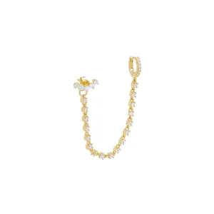 Scattered CZ Chain Stud & Huggie Earring