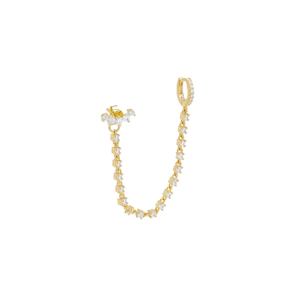 Scattered CZ Chain Stud & Huggie Earring