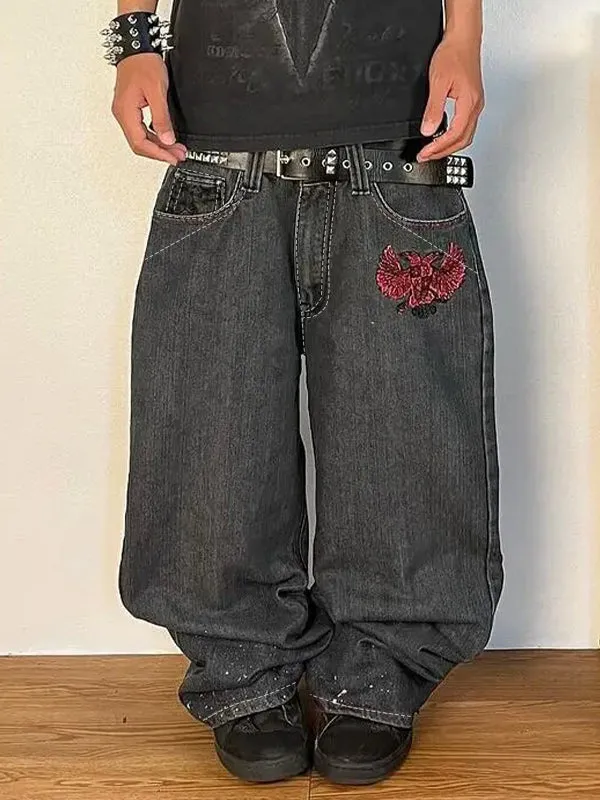 Schwarze American Retro Hiphop Boyfriend Jeans