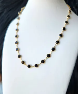 Soft Goth Black Crystal Coin Chain