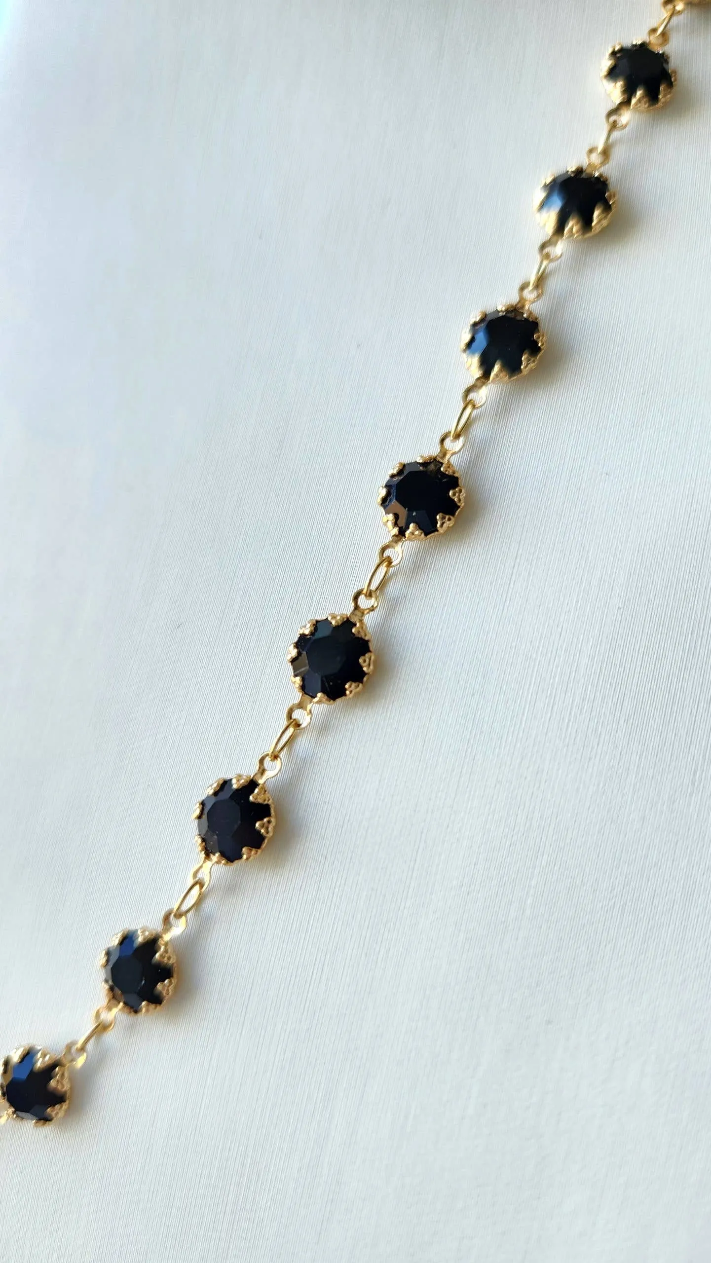 Soft Goth Black Crystal Coin Chain