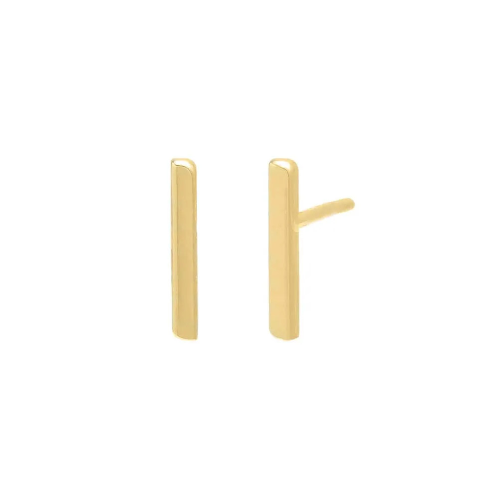 Solid Bar Stud Earring 14K