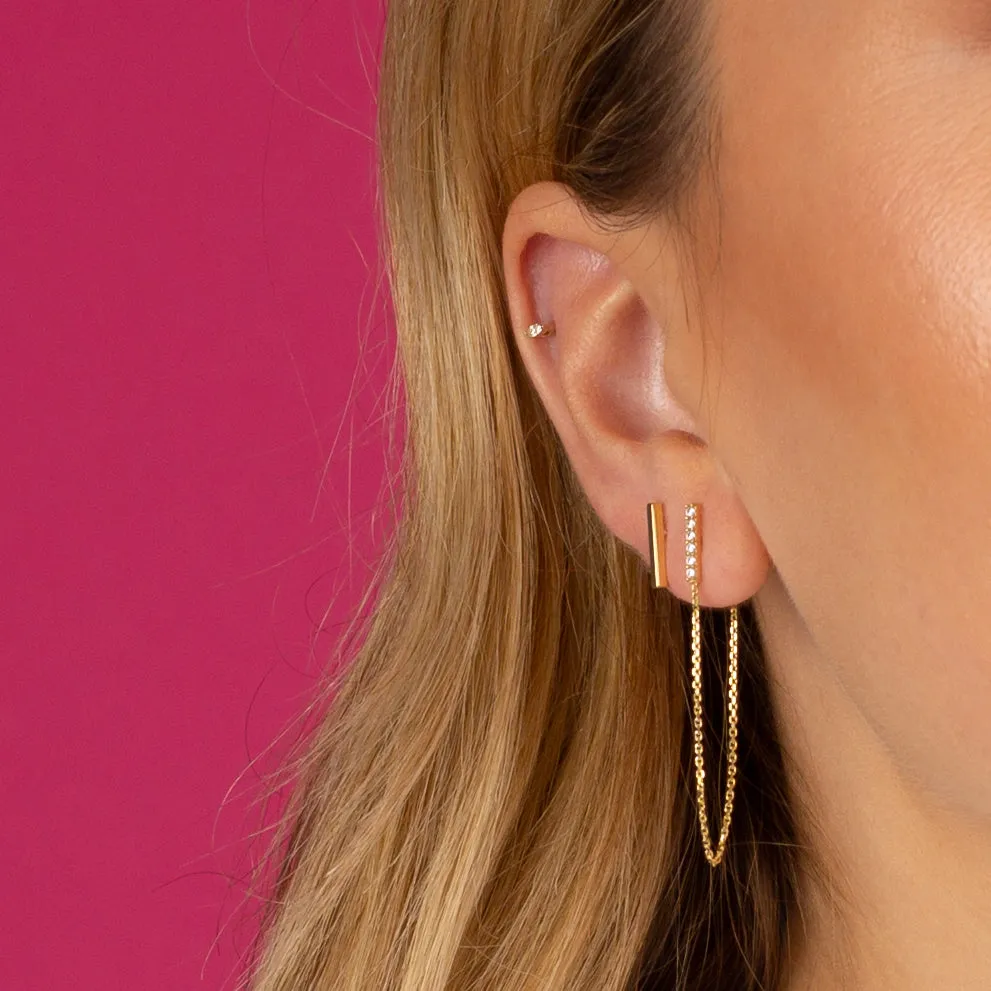 Solid Bar Stud Earring 14K