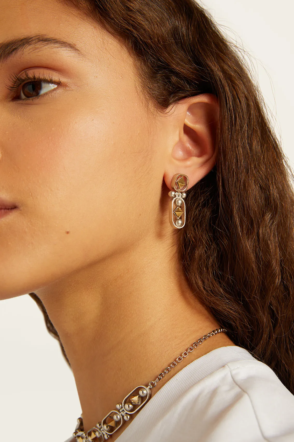 SPHERES & DIAMONDS DROP EARRINGS