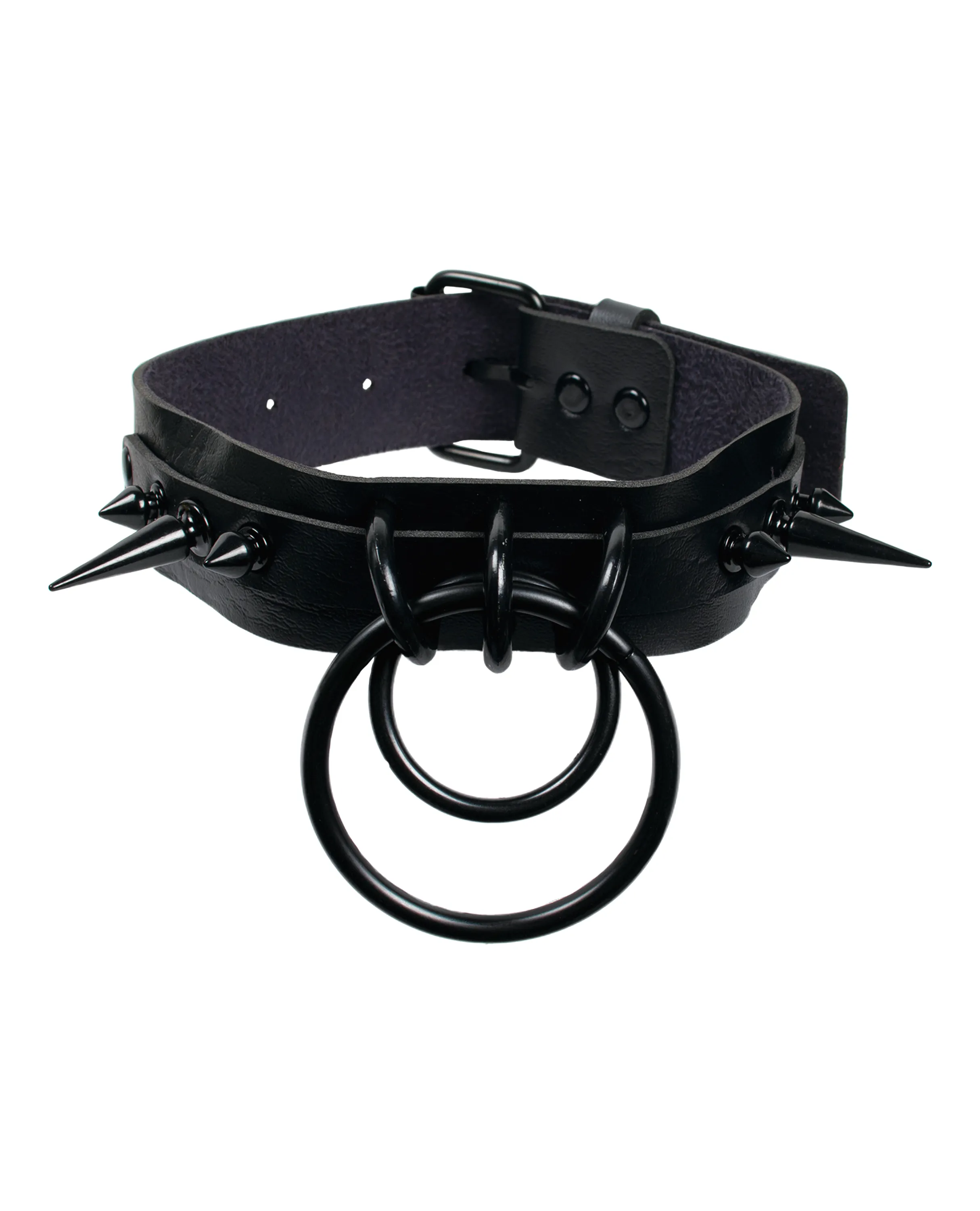 Spiked Double Ring Collar - Black