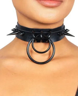 Spiked Double Ring Collar - Black