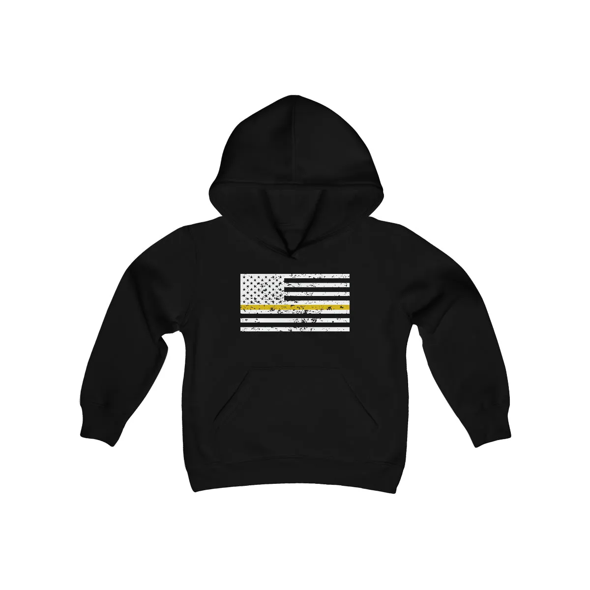 Standard Distressed Flag © Youth Hoodie (Thin Gold Line)