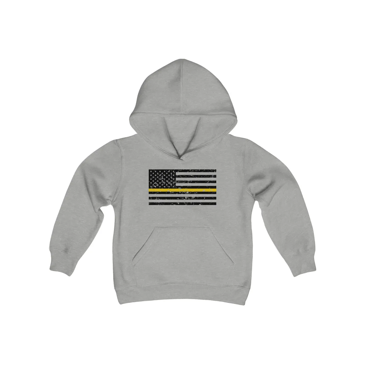 Standard Distressed Flag © Youth Hoodie (Thin Gold Line)