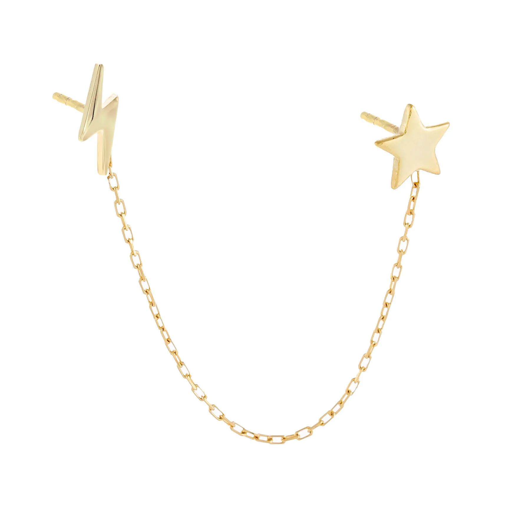 Star X Lightning Chain Stud Earring