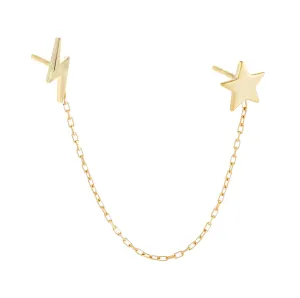 Star X Lightning Chain Stud Earring