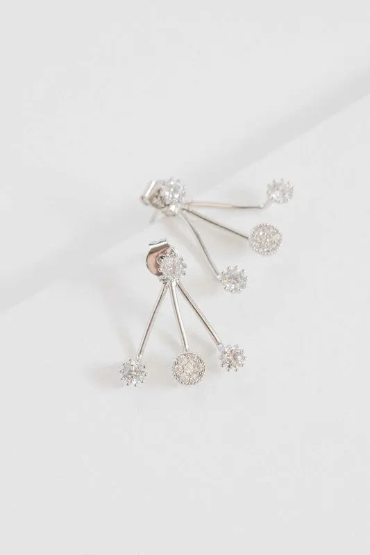 Sterling Silver Stud Quad Jacket Earrings