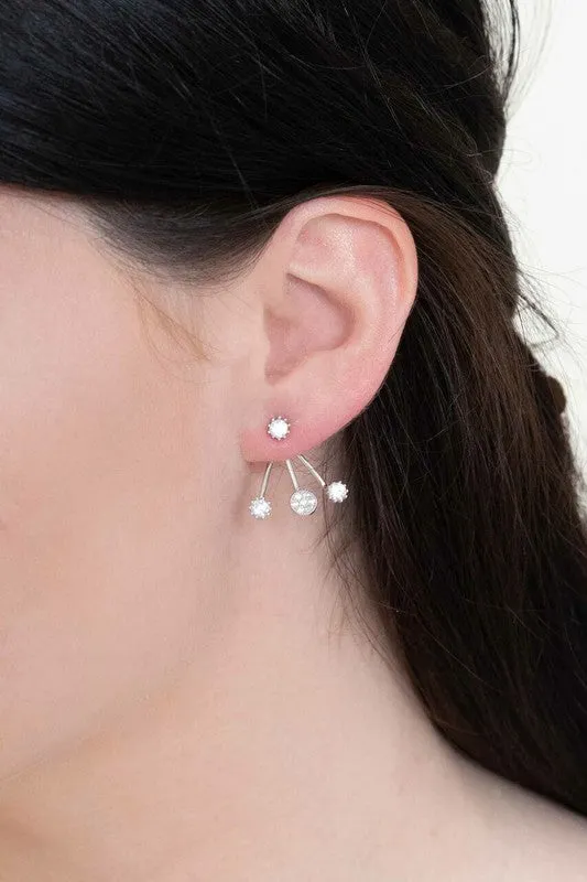 Sterling Silver Stud Quad Jacket Earrings