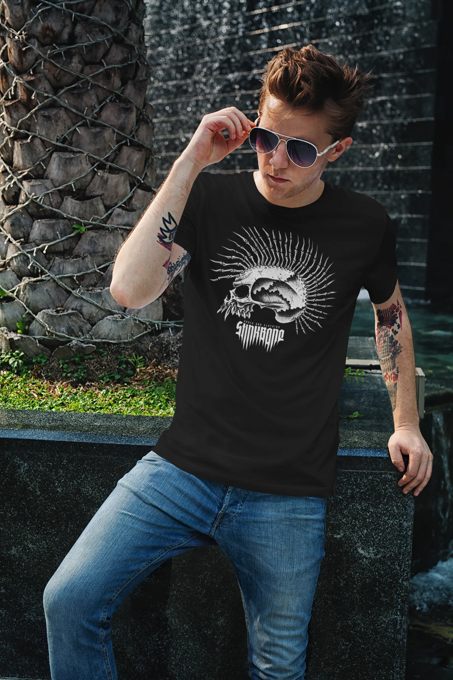 StinkBone Spiked Skull Short-Sleeve Unisex T-Shirt