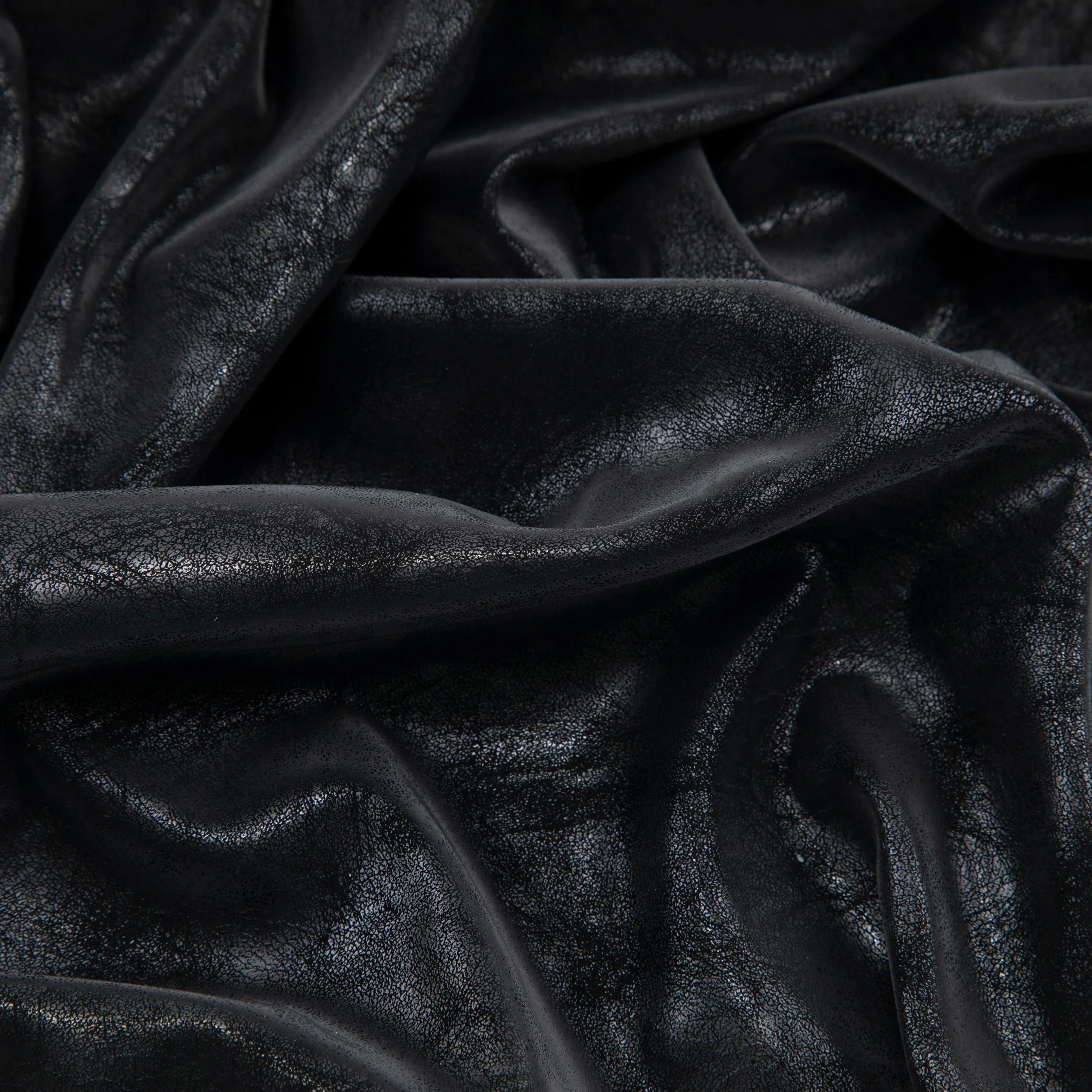 Stretch Pleather Fabric, Distressed Black