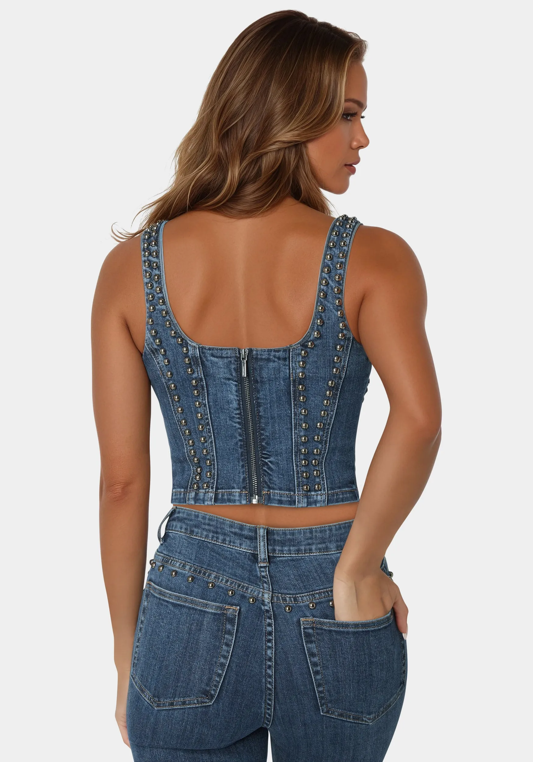 Studded Denim Corset