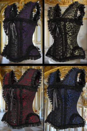 Swirl Brocade and Lace Steel Boned Corset