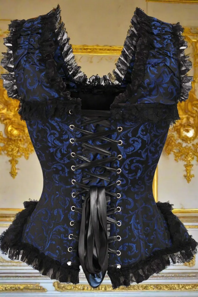 Swirl Brocade and Lace Steel Boned Corset