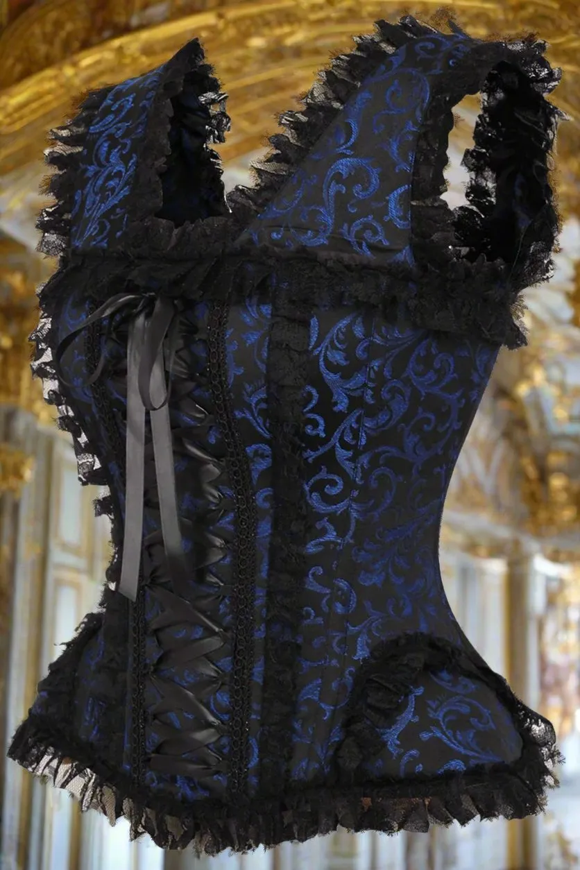 Swirl Brocade and Lace Steel Boned Corset