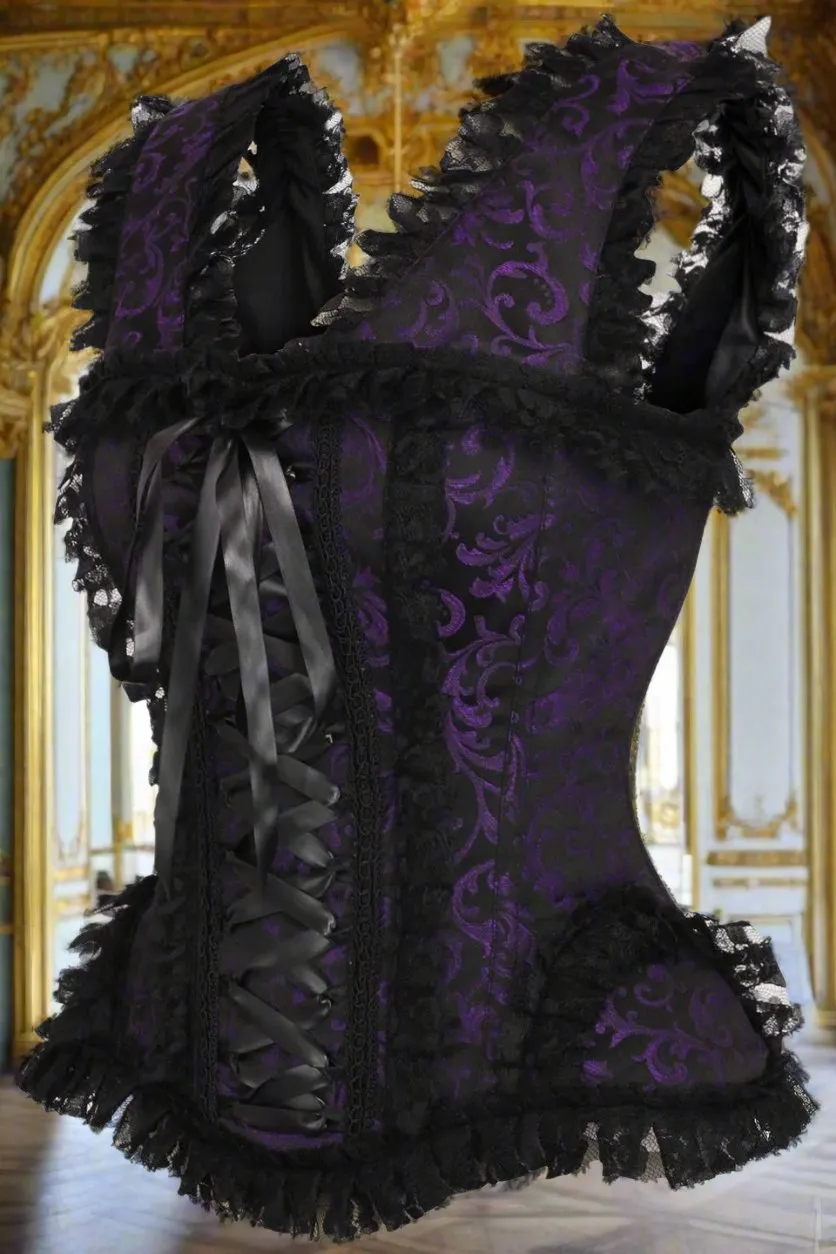 Swirl Brocade and Lace Steel Boned Corset