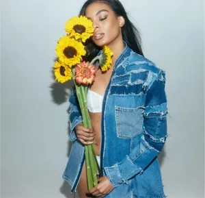 Symmetry - Upcycled denim jacket with patch pockets