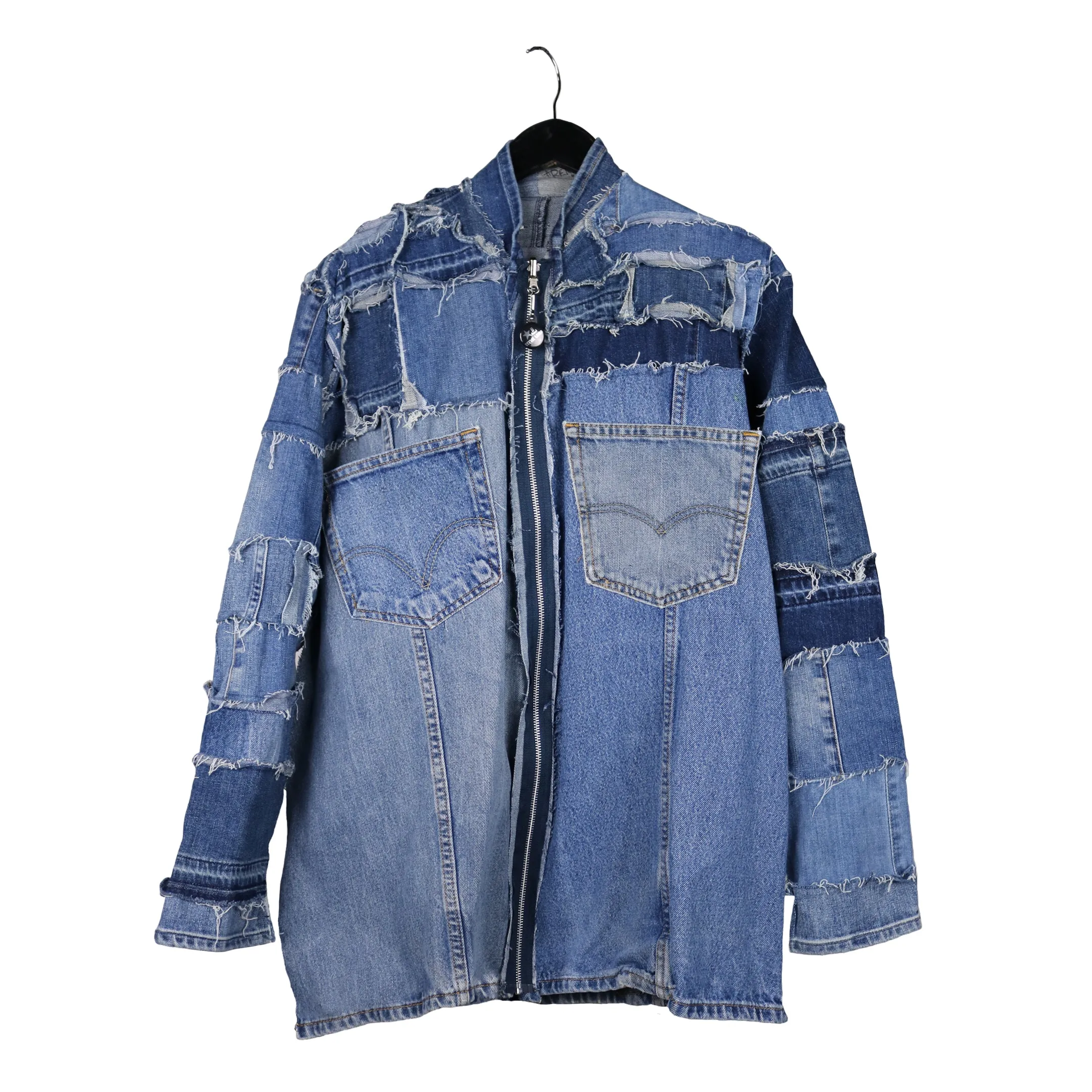 Symmetry - Upcycled denim jacket with patch pockets
