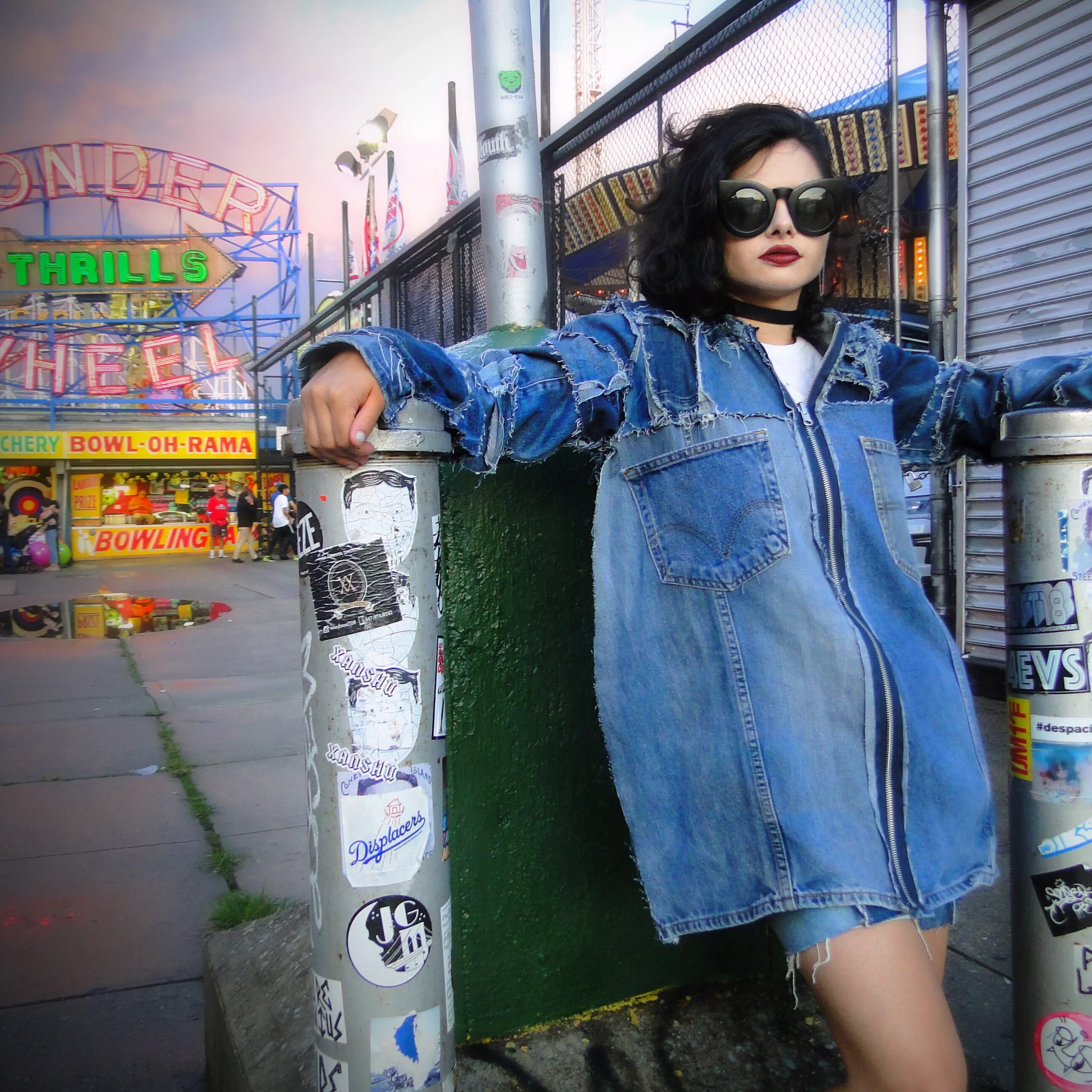 Symmetry - Upcycled denim jacket with patch pockets