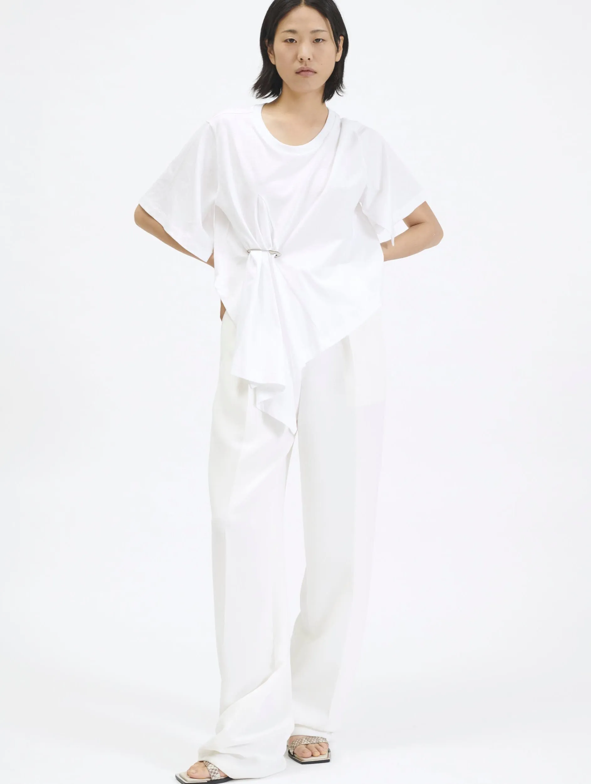 Tee-shirt en jersey de coton asymétrique
