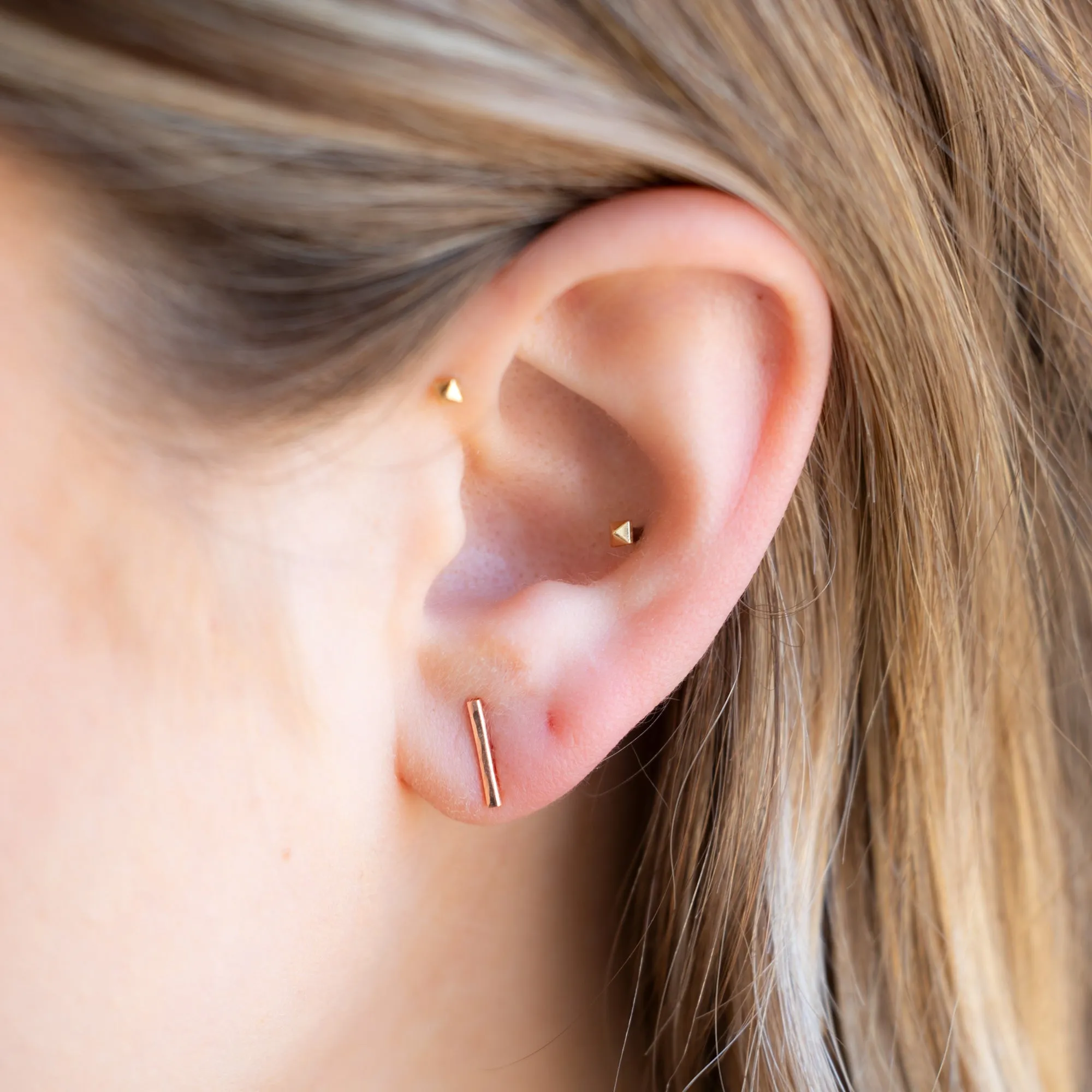 The Linea Bar Stud Earrings | 14K Rose Gold