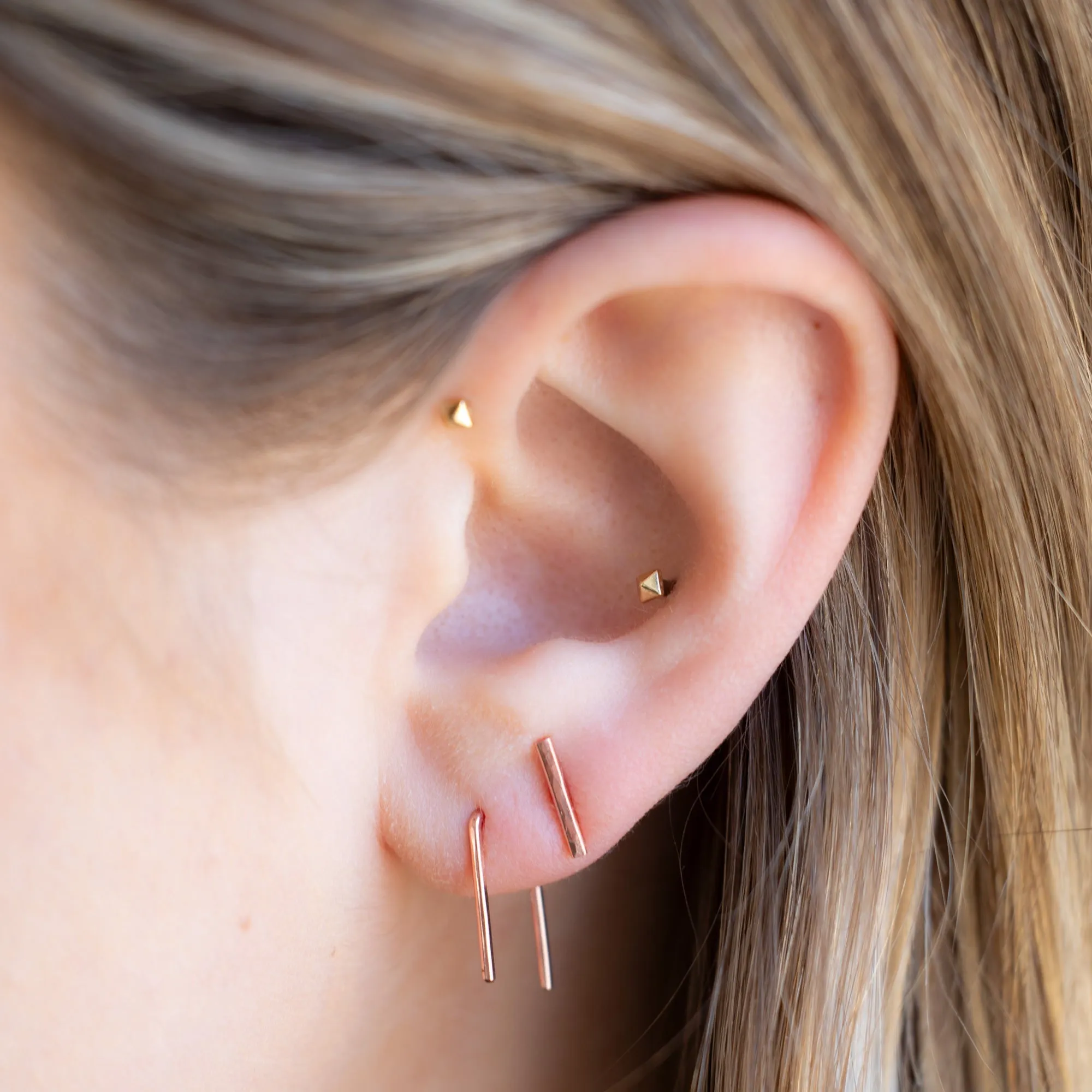The Linea Bar Stud Earrings | 14K Rose Gold