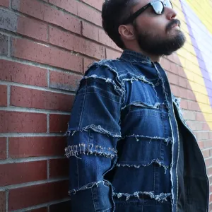The Sharpest Lives - Upcycled Denim Jacket with Safety Pin Sleeves