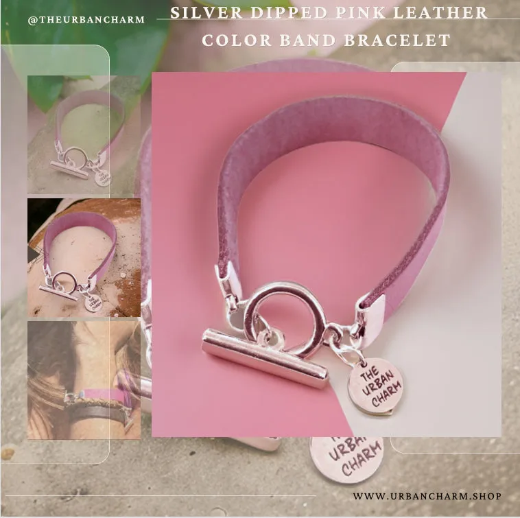 The Urban Charm Pink Leather Color Band Bracelet