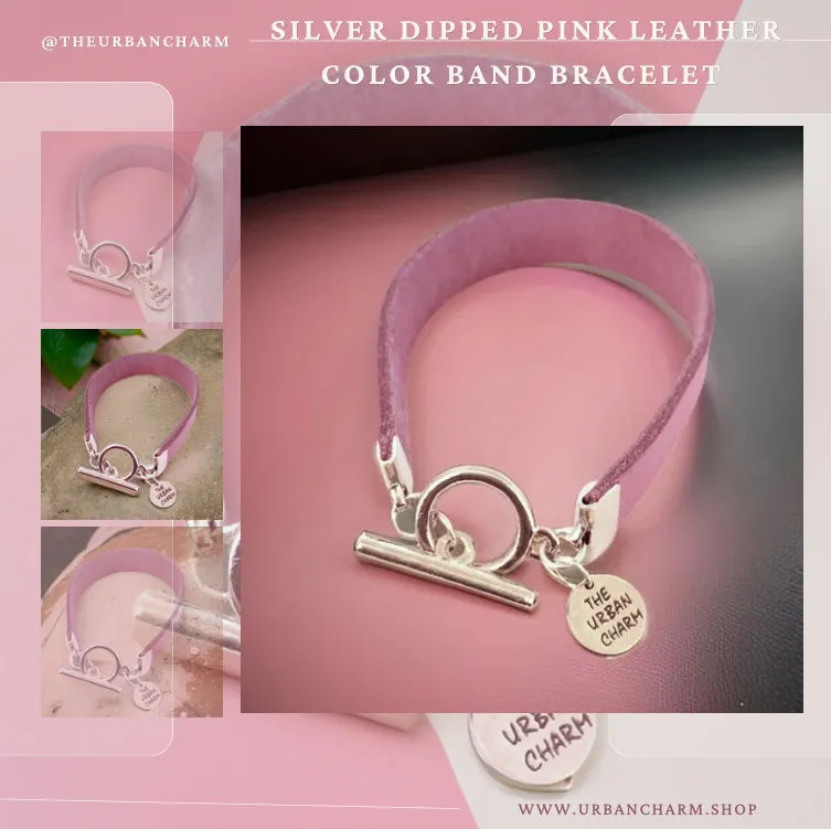The Urban Charm Pink Leather Color Band Bracelet