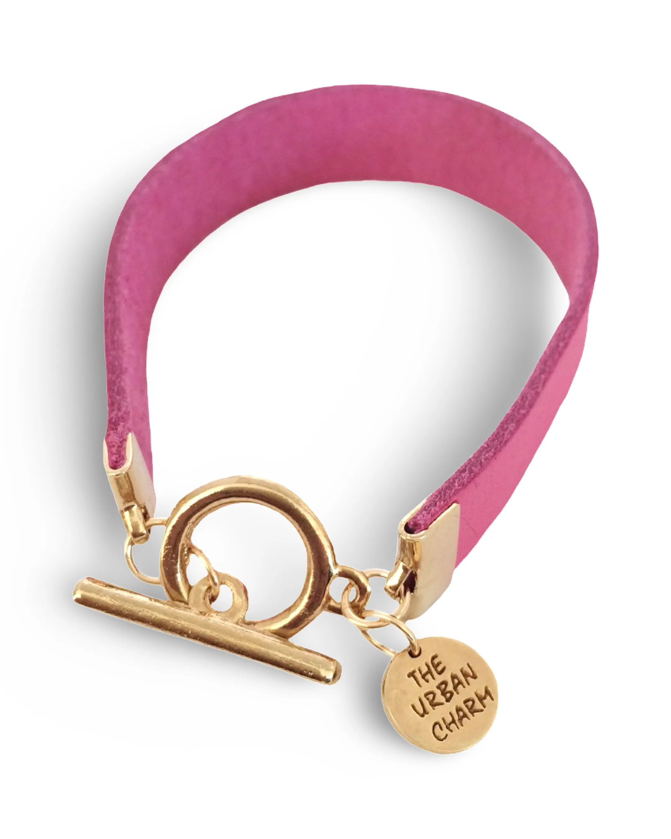 The Urban Charm Pink Leather Color Band Bracelet