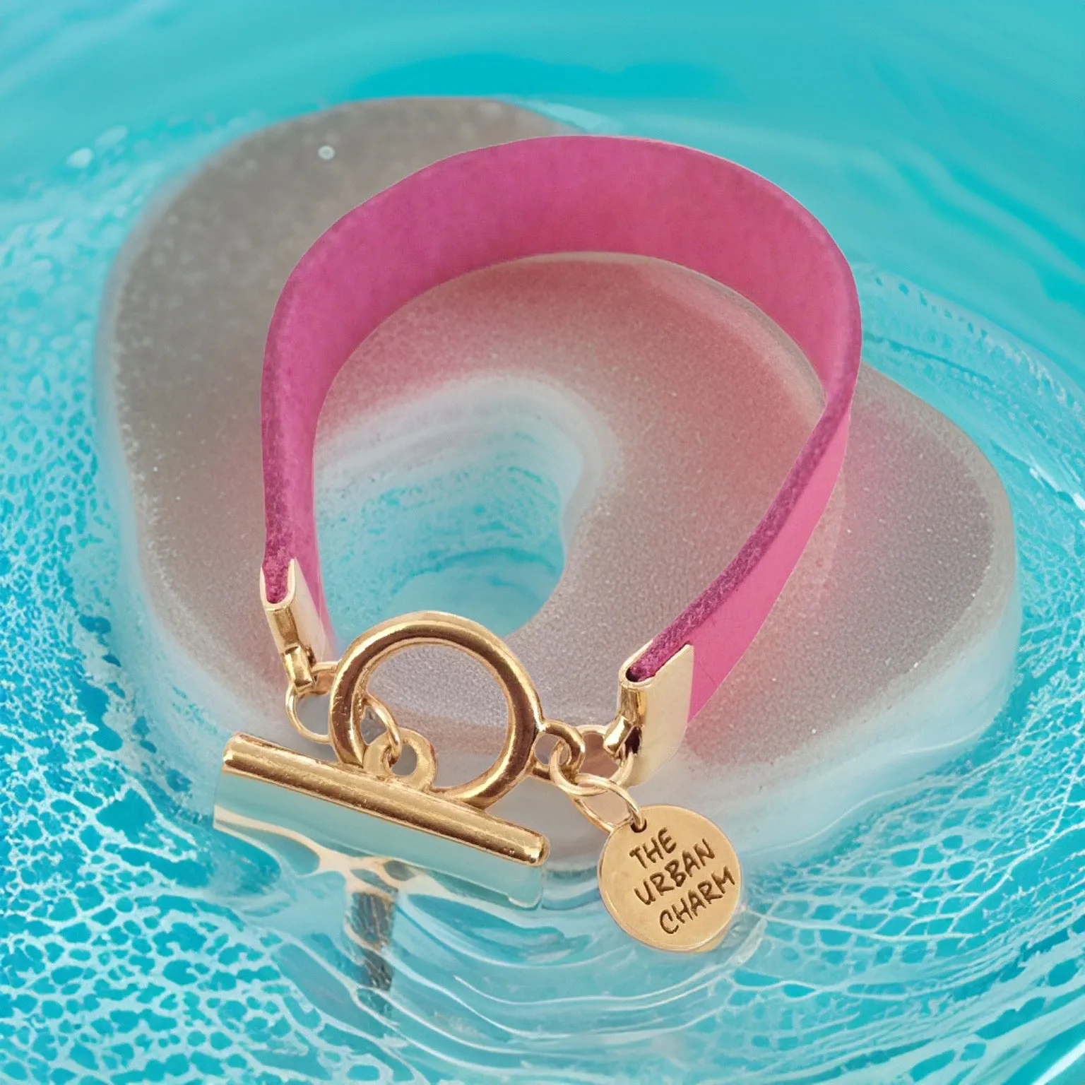 The Urban Charm Pink Leather Color Band Bracelet