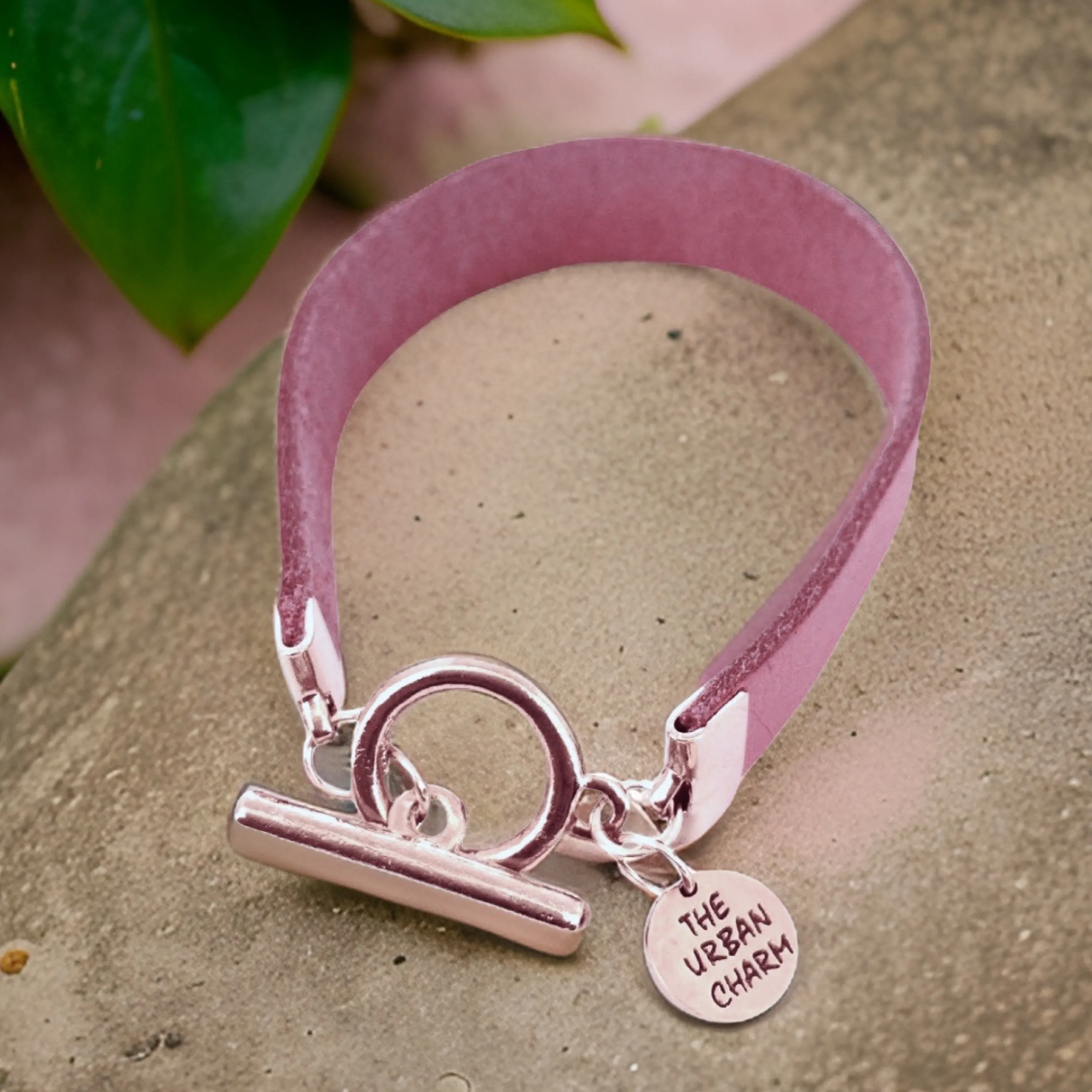 The Urban Charm Pink Leather Color Band Bracelet