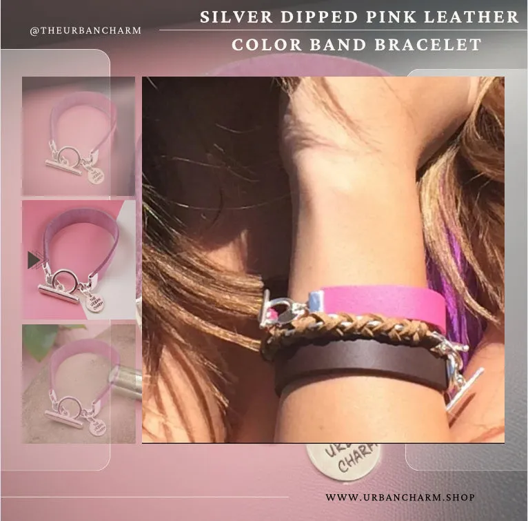 The Urban Charm Pink Leather Color Band Bracelet