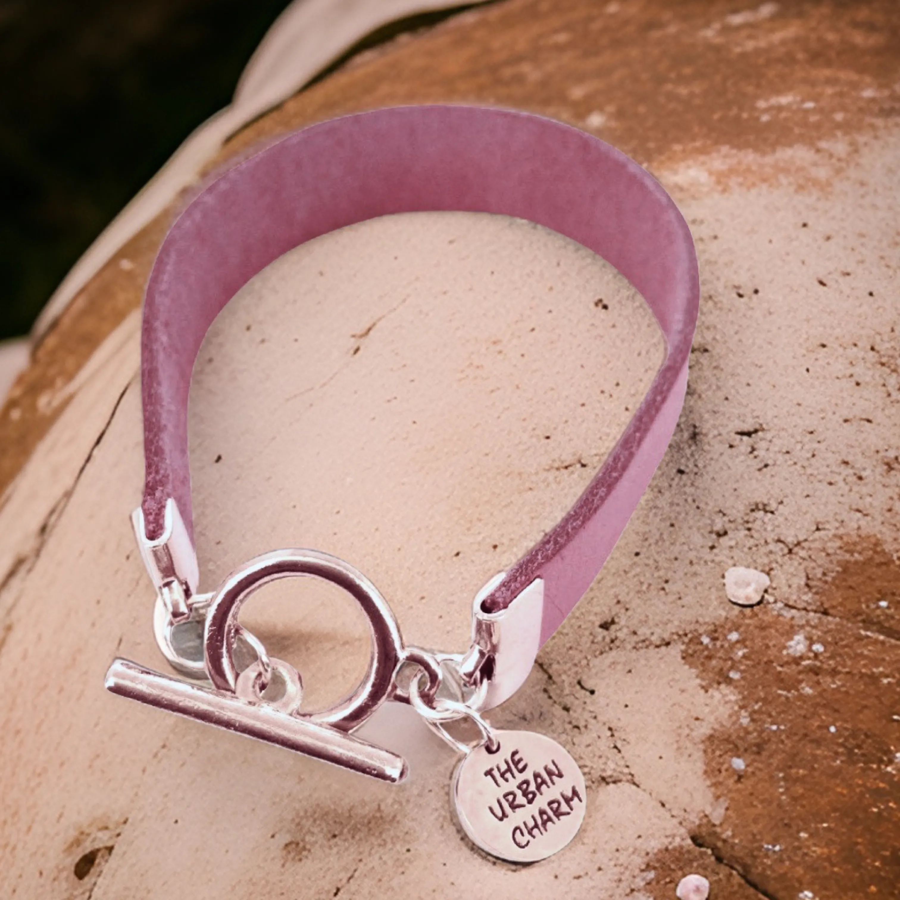 The Urban Charm Pink Leather Color Band Bracelet