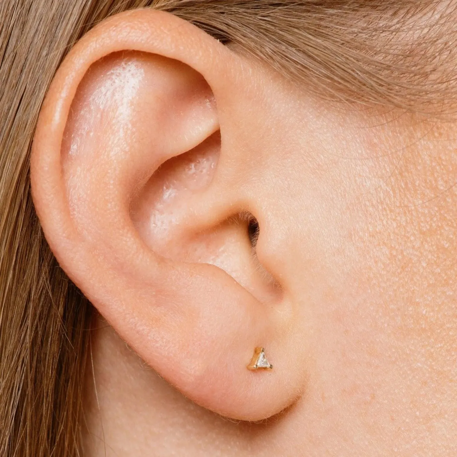 Tiny Diamond Triangle Stud Earring