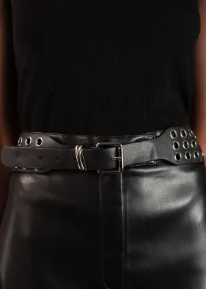 Triple Rivet Vegan Leather Belt