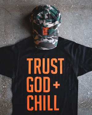 Trust God   Chill Adult Box T-Shirt & Camo Distressed Hat Bundle