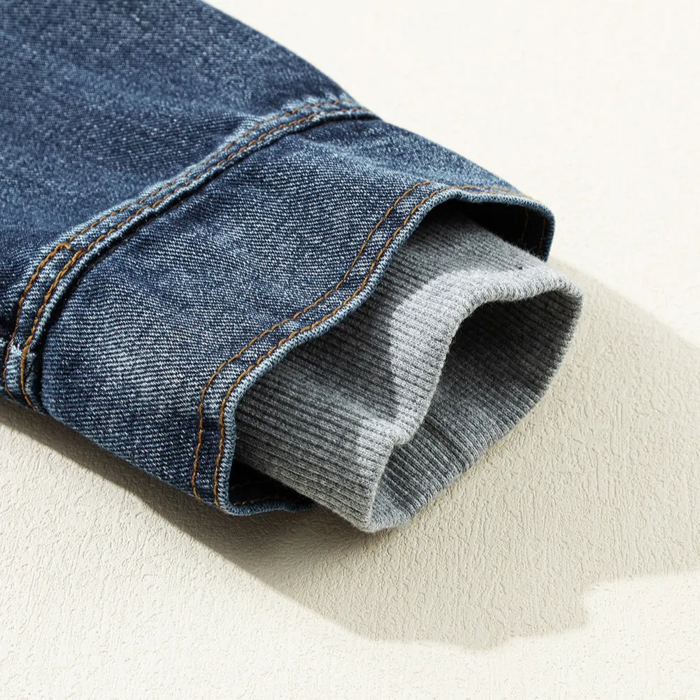 Two-Piece Hooded Zip-Up Denim Jacket